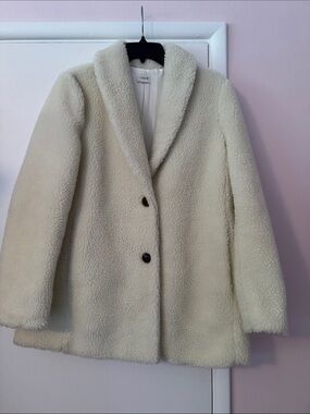 J. Crew Cream Faux Shearling Teddy Coat